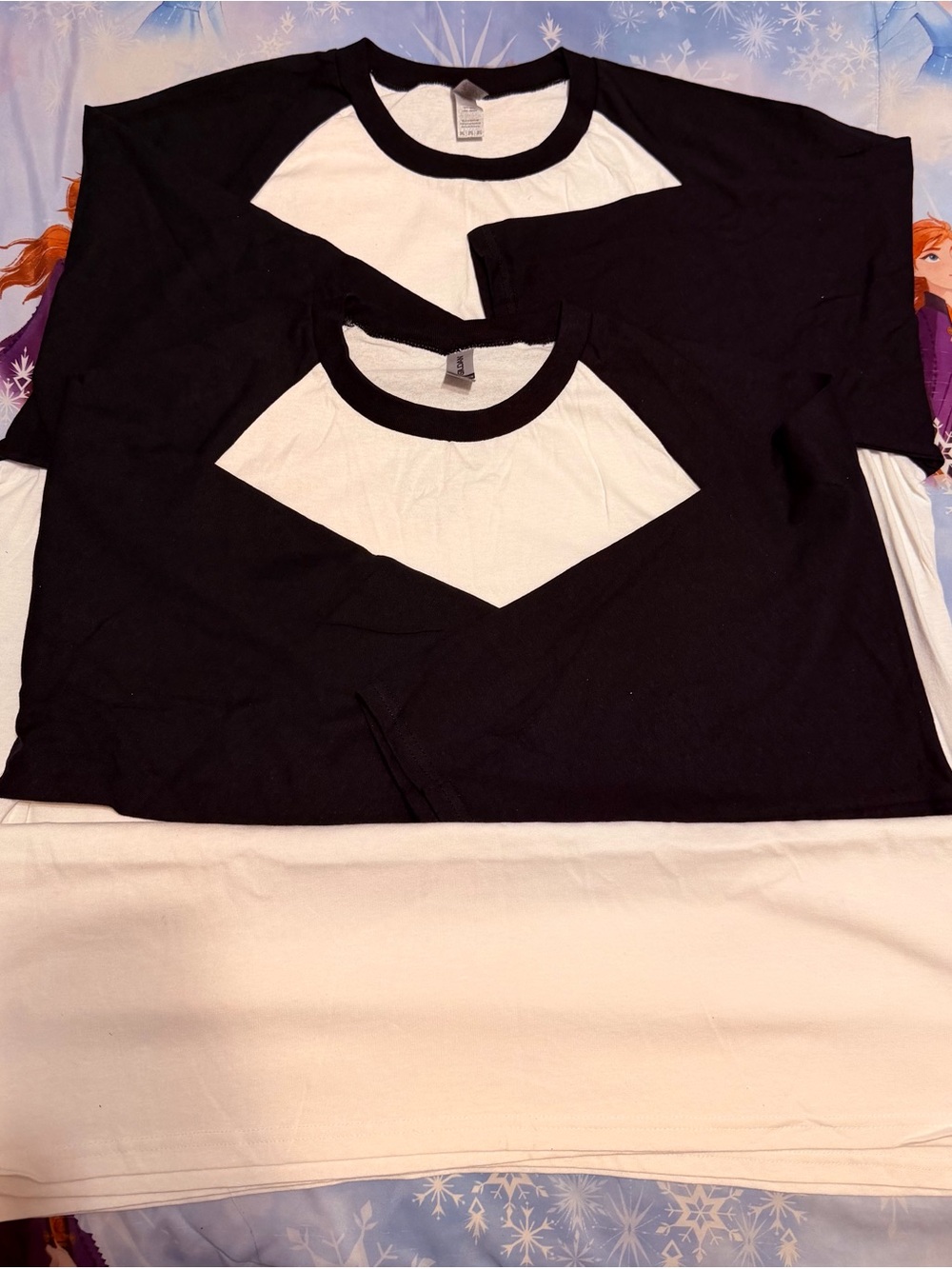 Gildan Black and White Raglan Baseball Tee Bundle of 2 Tee’s